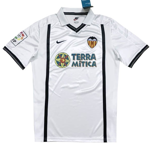 Camiseta Valencia Replica Primera Ropa Retro 2000 2001 Blanco